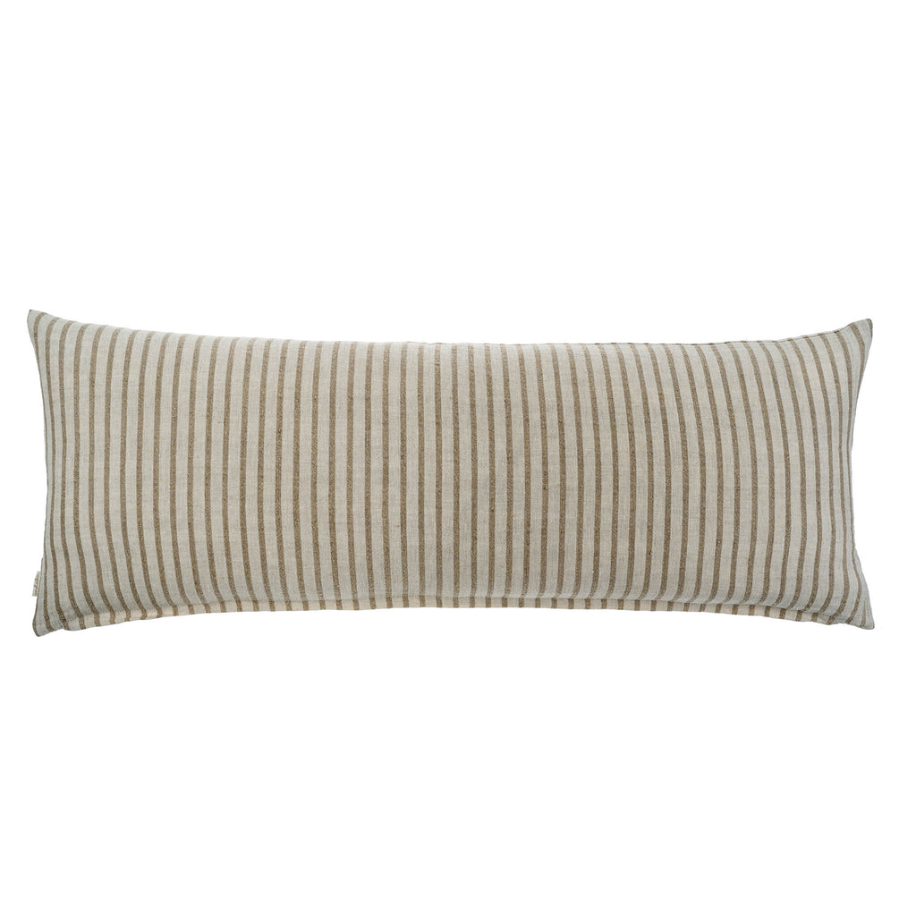 Pinstripe Linen Bolster Pillow - Natural (15" x 42")