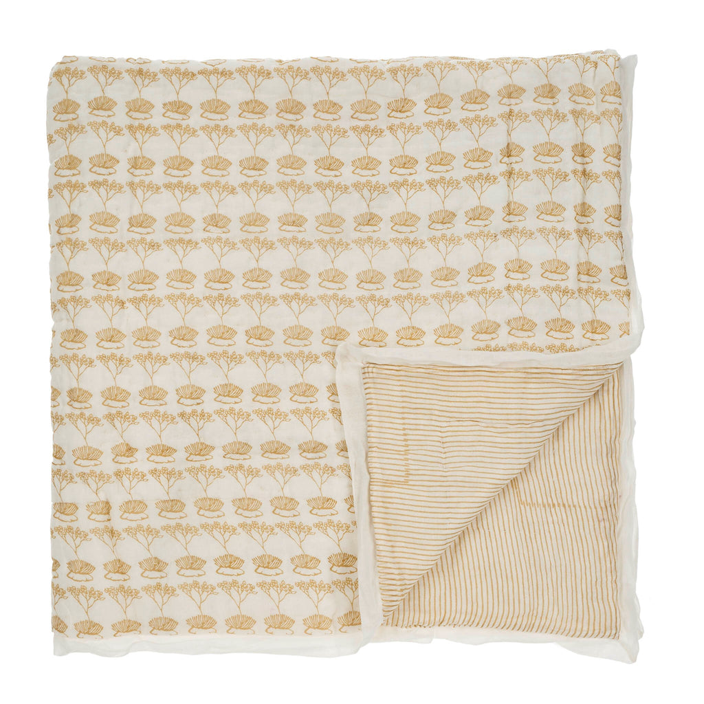 Botanical Muslin Toddler Quilt - Sand