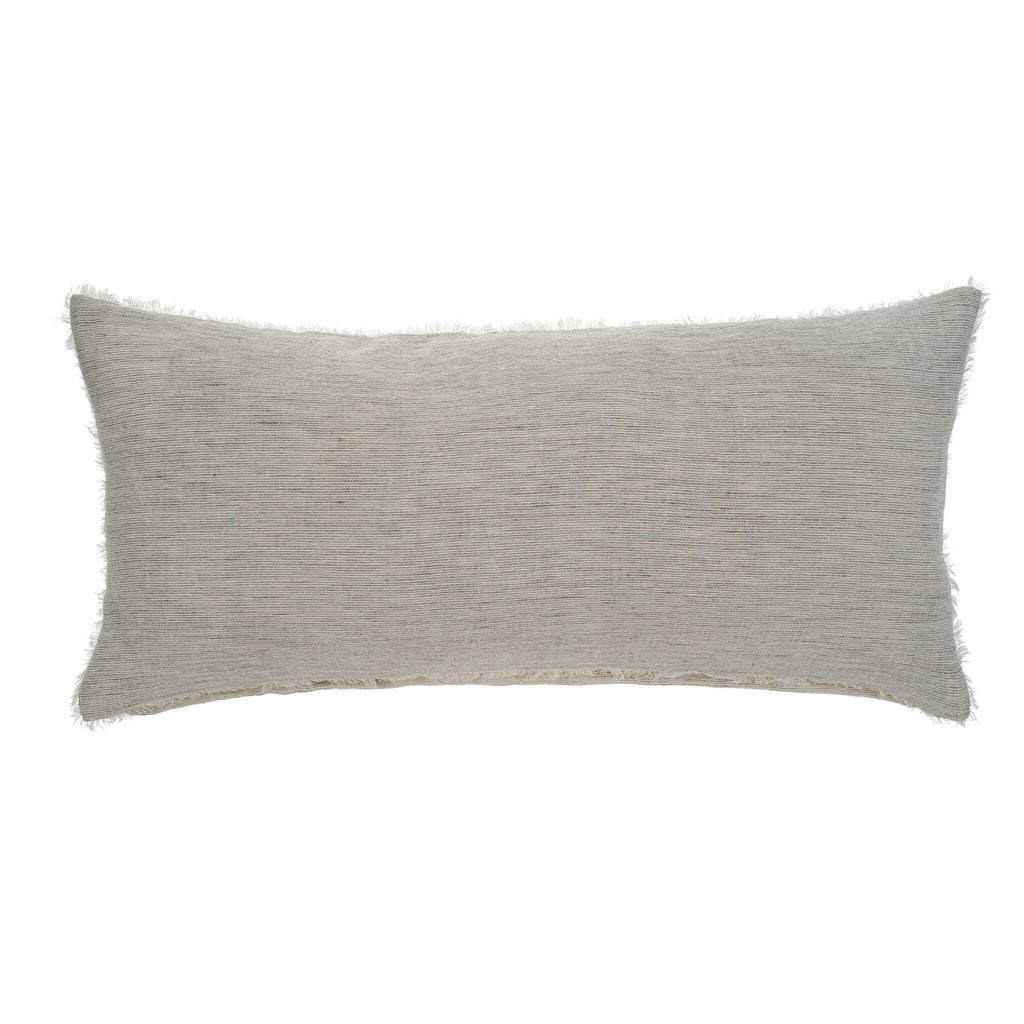 Lina Linen Bolster Pillow - Grey Stripe (14" x 31")