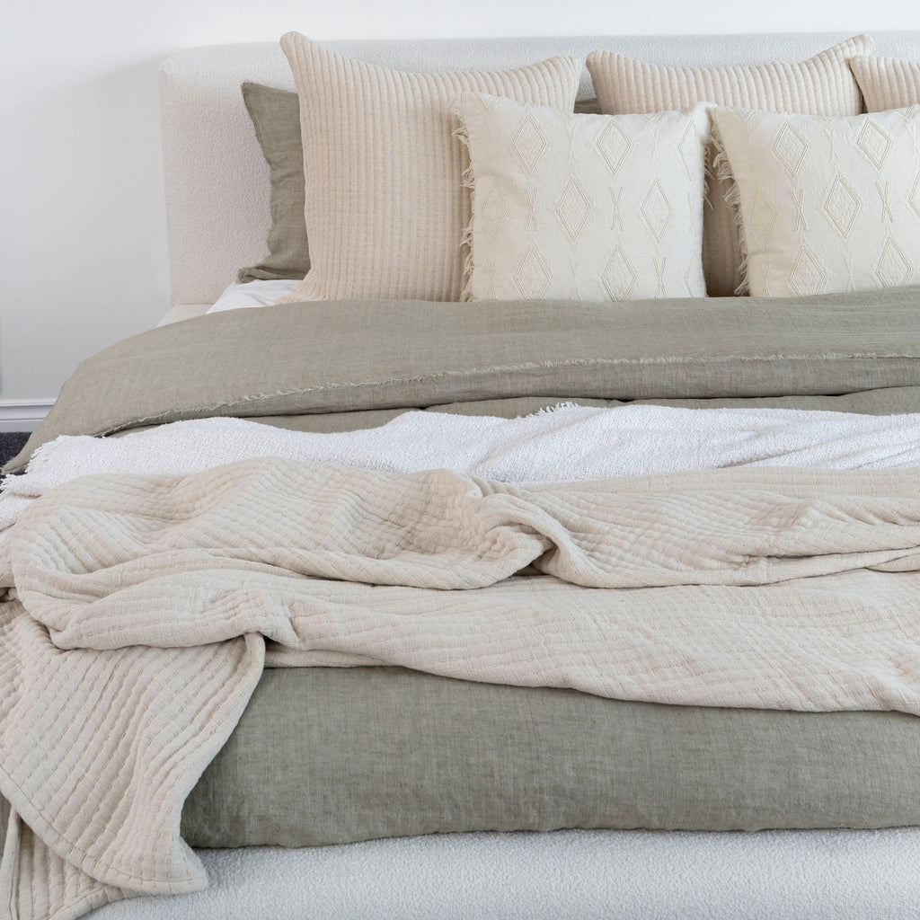 Lina Linen Duvet Cover Set - Sand (Two Sizes Available)