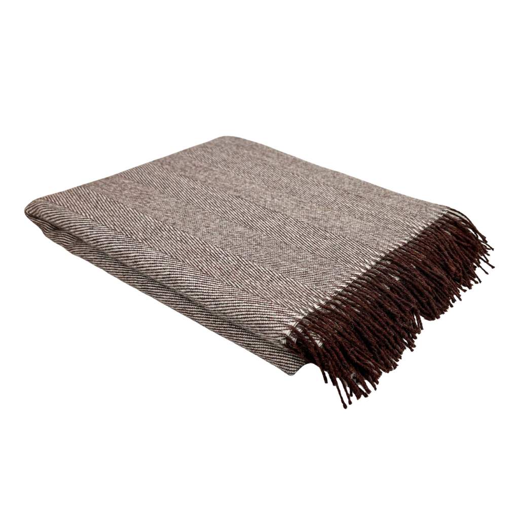 McNutt of Donegal Merino Wool Blanket - Mocha Herringbone