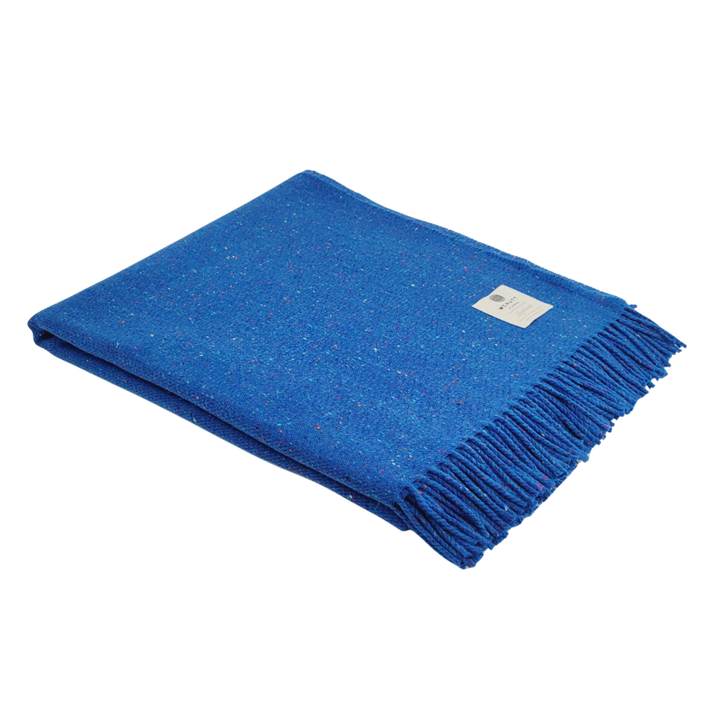 McNutt of Donegal Inishfree Wool Tweed Blanket - Blue