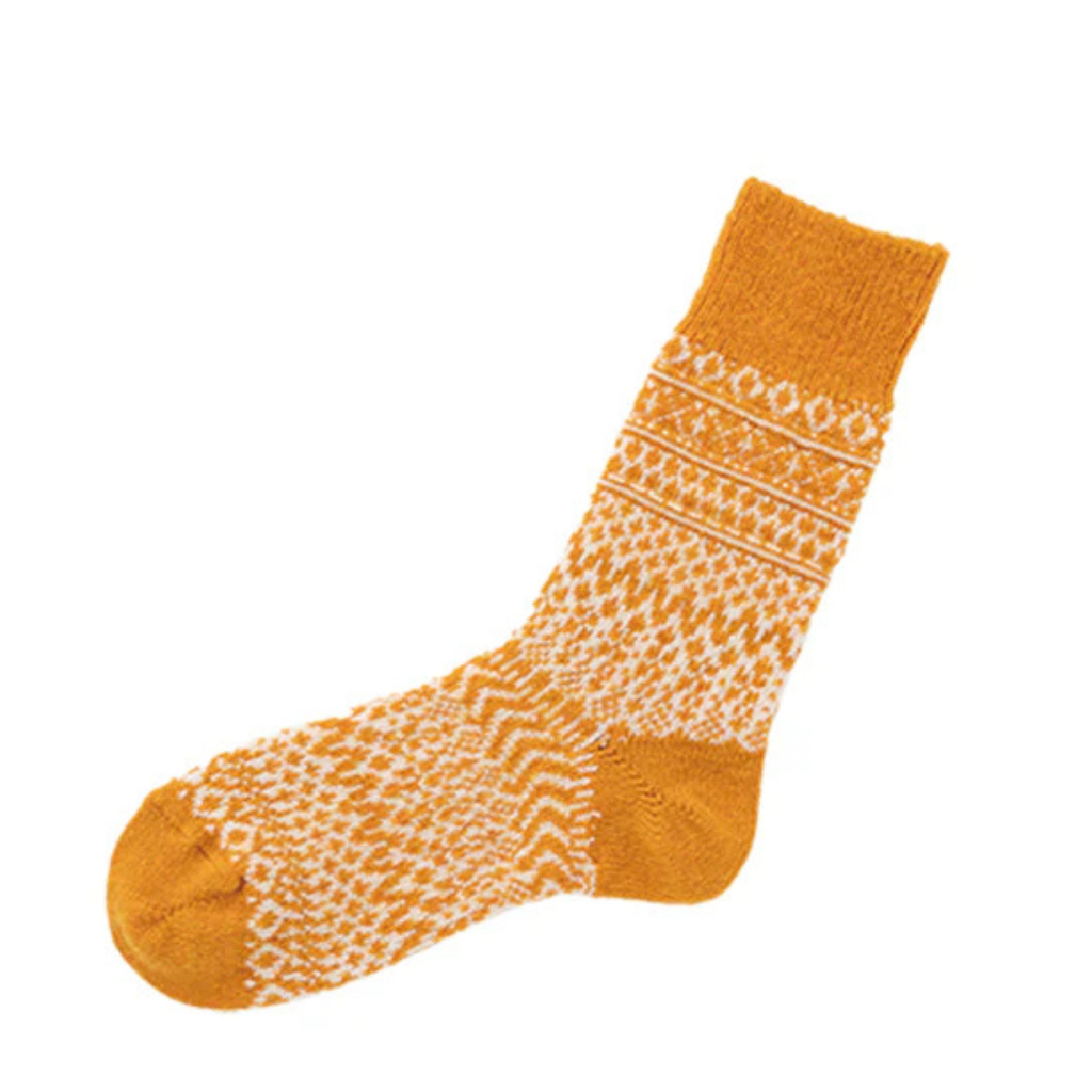 Wool Jacquard Socks - Lantern Orange