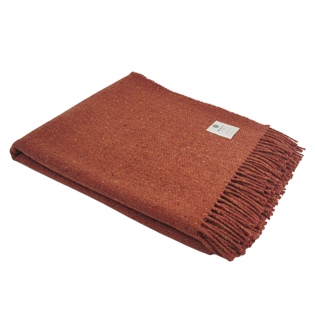 McNutt of Donegal Inishdooey Wool Tweed Blanket - Rust