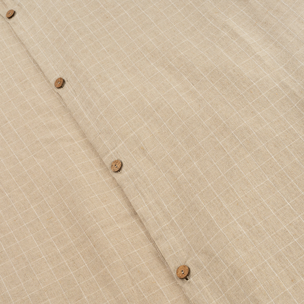100% Linen Check Duvet Cover Set with Shams - Natural (Two Sizes Available)