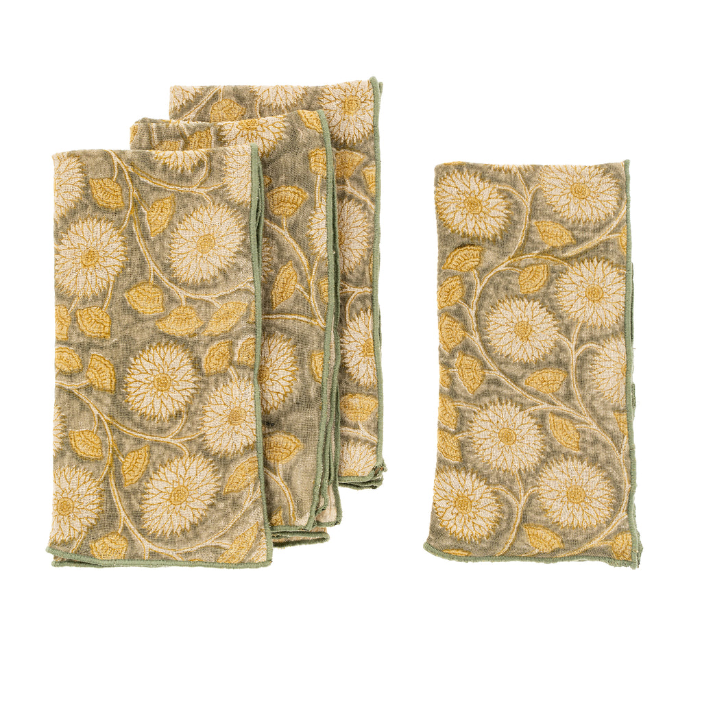 Marigold Block Print Napkins (Sold Individually)