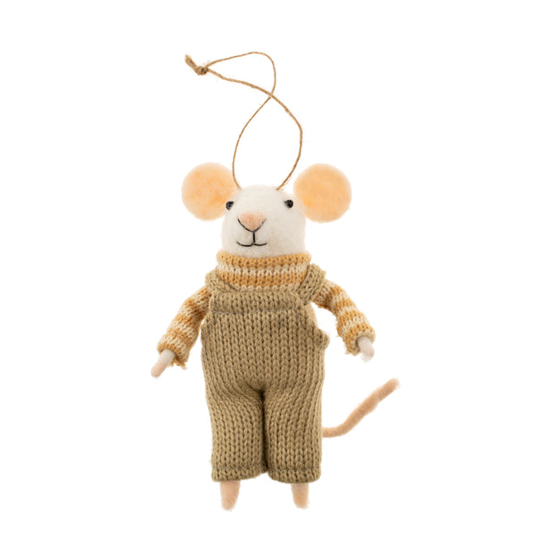 Overalls Olive Mouse Ornament