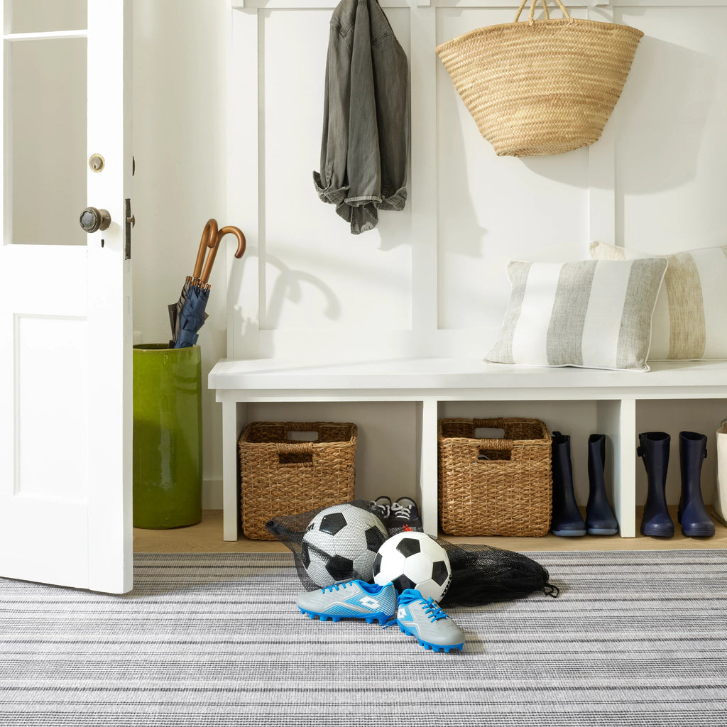 Dash & Albert - Gradation Ticking Grey Machine Washable Rug