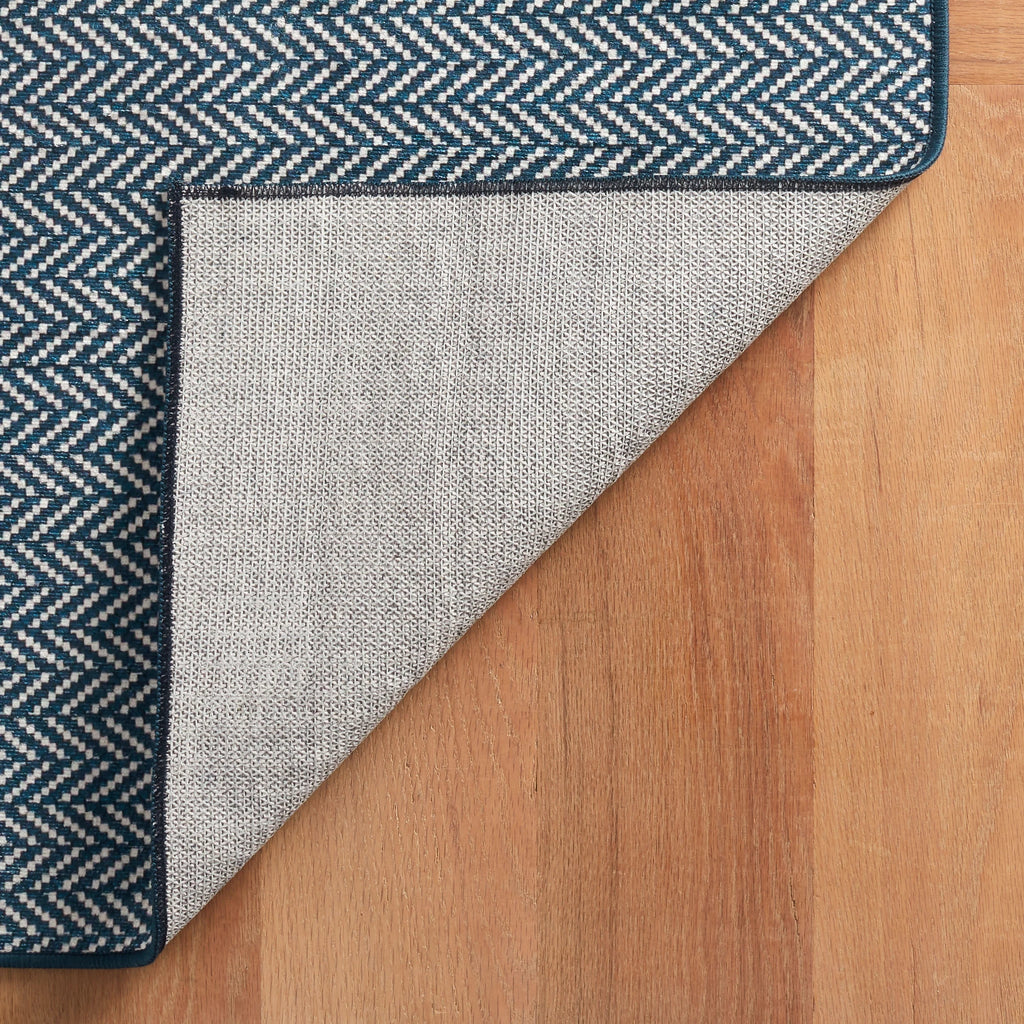 Dash & Albert - Herringbone Navy Machine Washable Rug