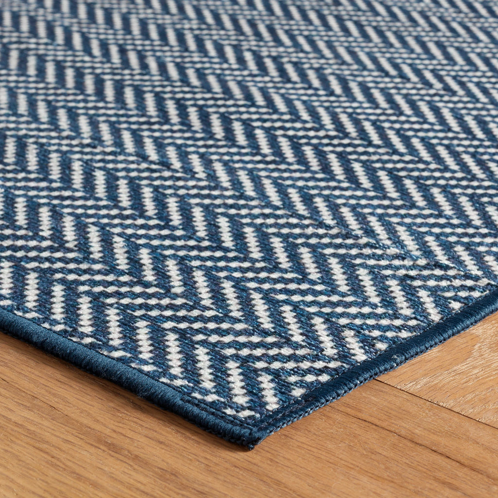 Dash & Albert - Herringbone Navy Machine Washable Rug