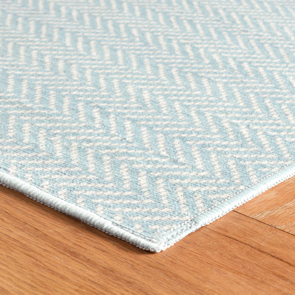 Dash & Albert - Herringbone Swedish Blue Machine Washable Rug