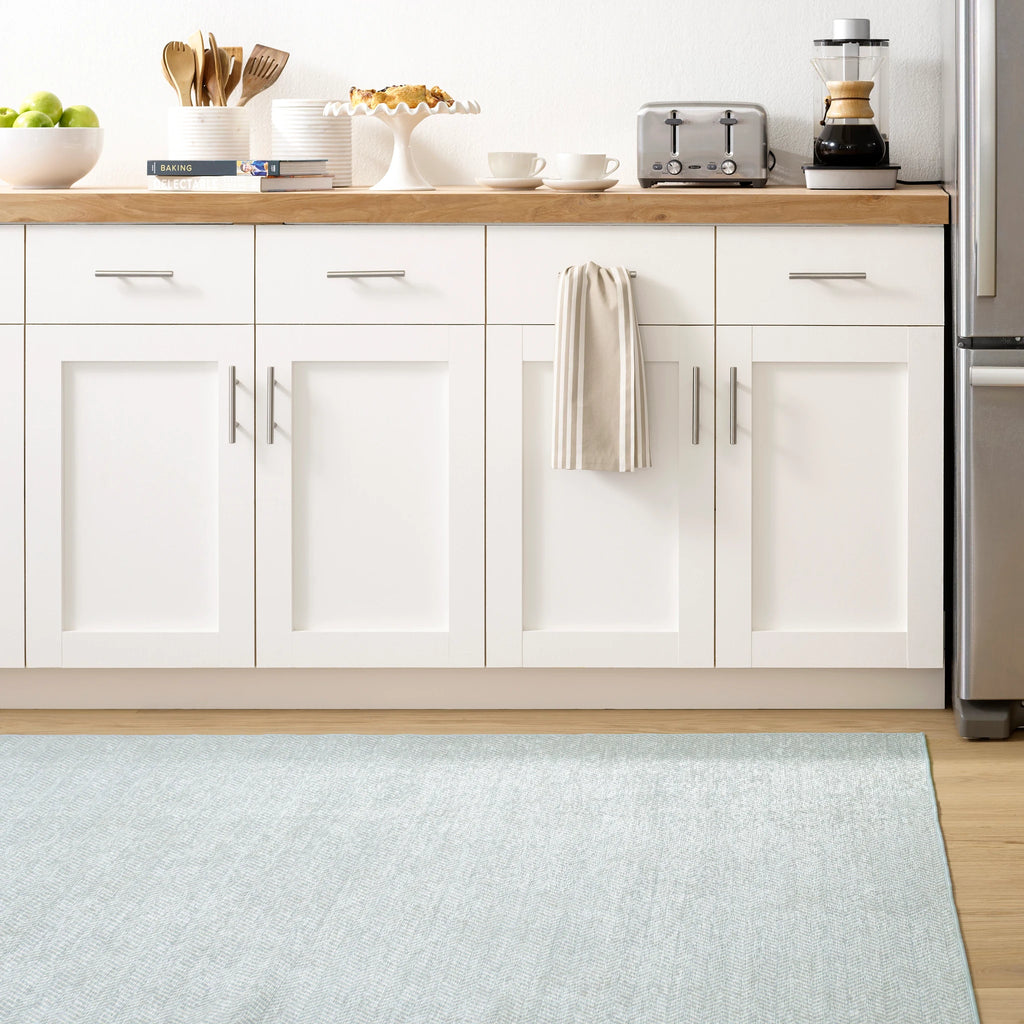 Dash & Albert - Herringbone Swedish Blue Machine Washable Rug