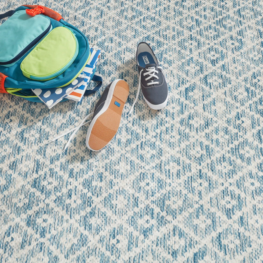 Dash & Albert - Melange Diamond Blue Machine Washable Rug