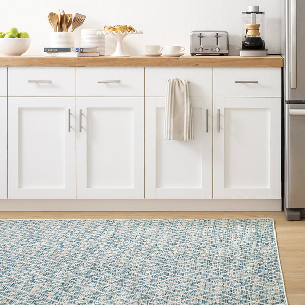 Dash & Albert - Melange Diamond Blue Machine Washable Rug