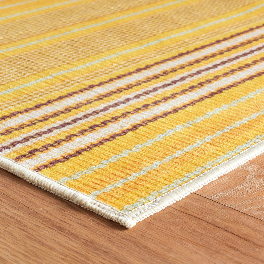 Dash & Albert - Sunflower Ticking Yellow Machine Washable Rug