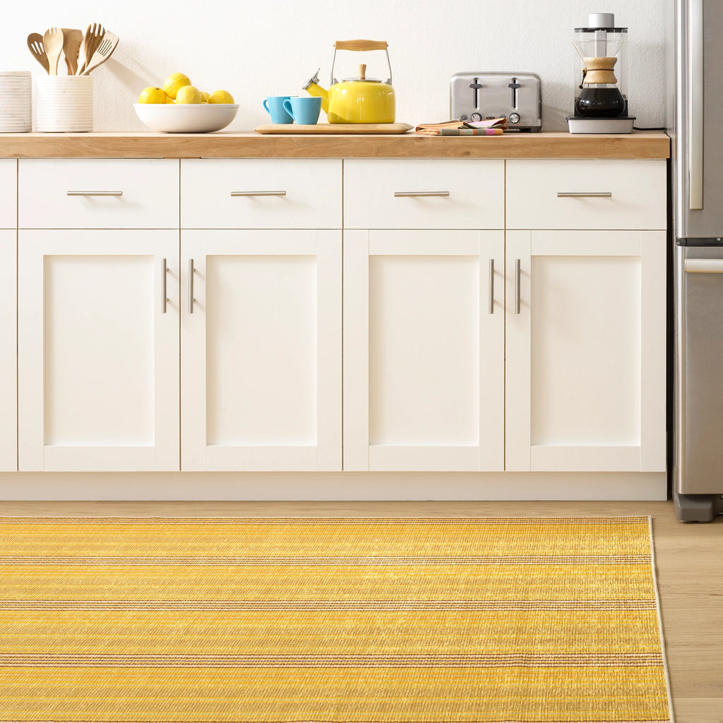 Dash & Albert - Sunflower Ticking Yellow Machine Washable Rug