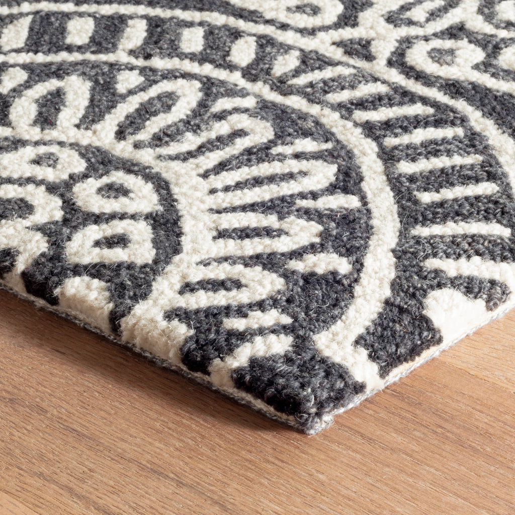 Dash & Albert - Temple Charcoal Hand Micro Hooked Wool Rug