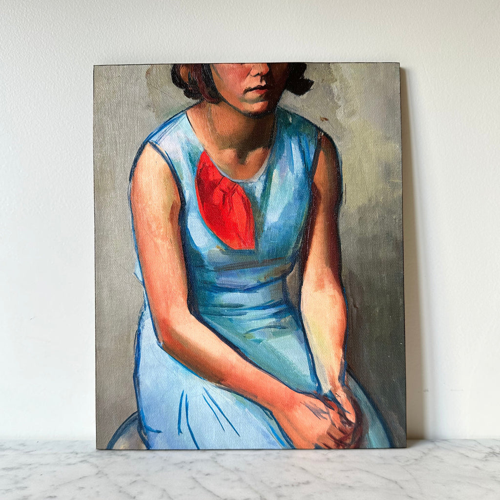 Artist Board - Sitting Woman in Blue Dress