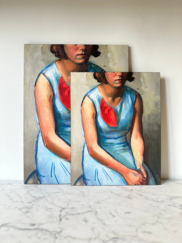 Artist Board - Sitting Woman in Blue Dress
