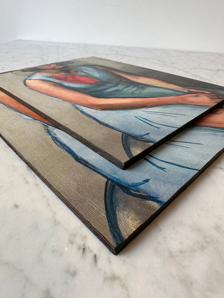 Artist Board - Sitting Woman in Blue Dress