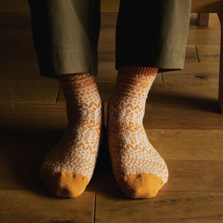 Wool Jacquard Socks - Lantern Orange