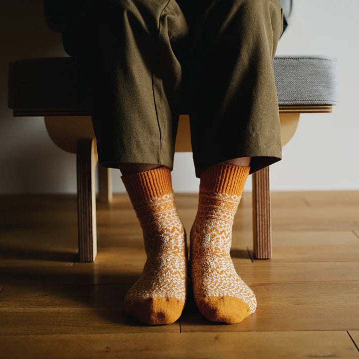 Wool Jacquard Socks - Lantern Orange