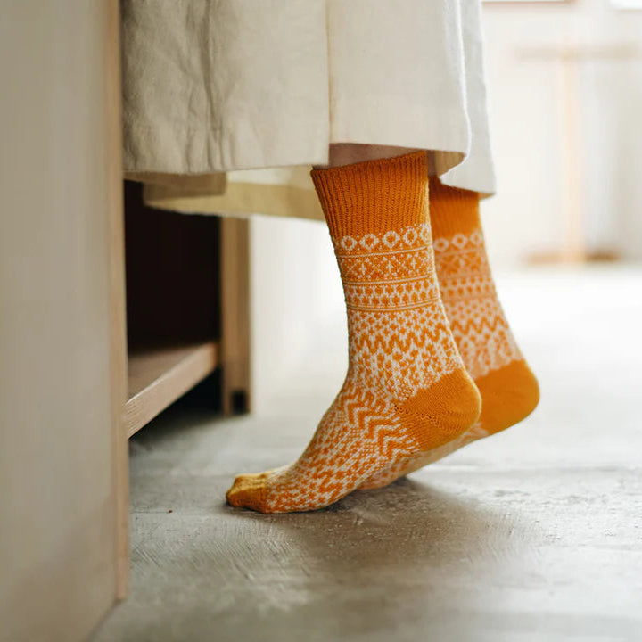 Wool Jacquard Socks - Lantern Orange