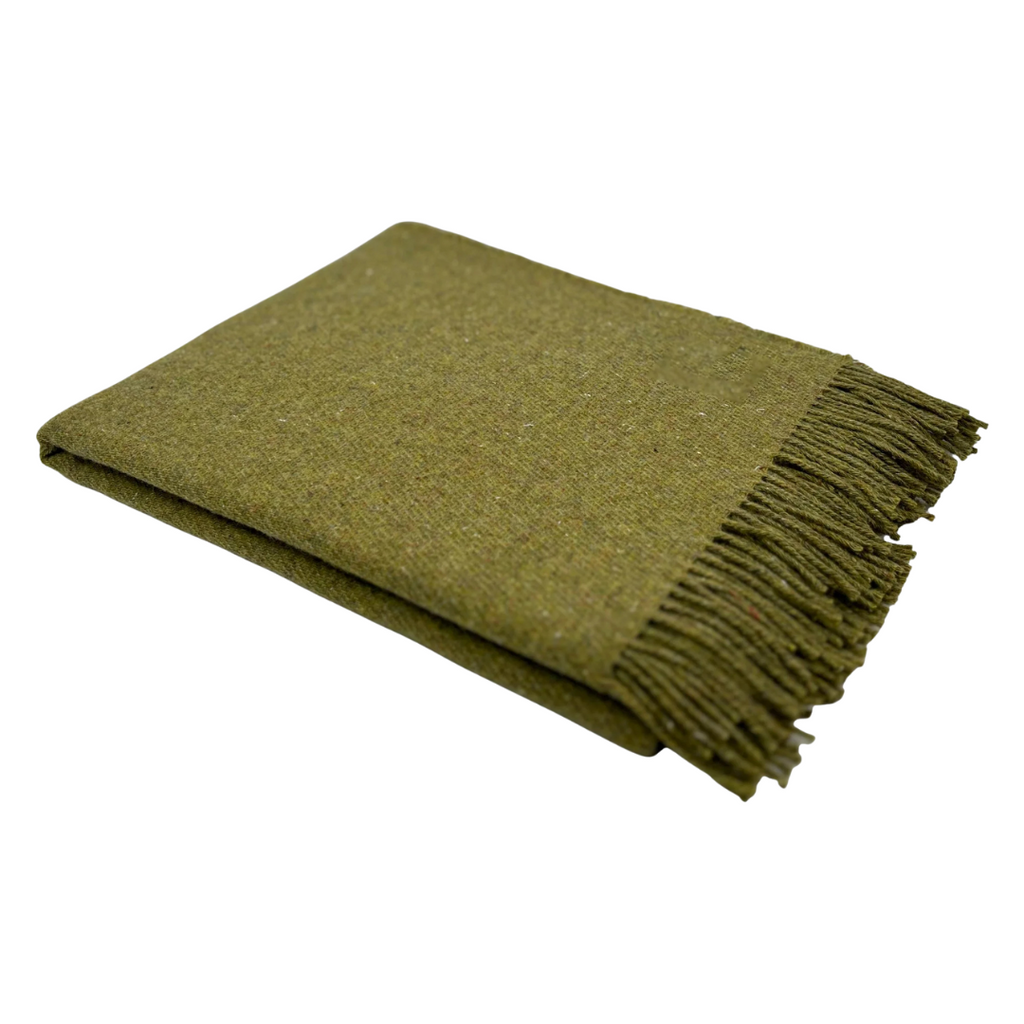 McNutt of Donegal Merino Wool Blanket - Forever Olive