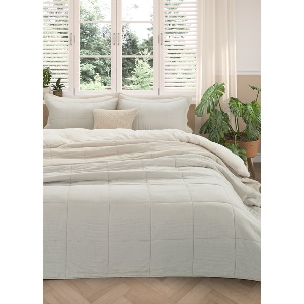 Striped Reversible Quilt - Natural (Three Sizes Available)
