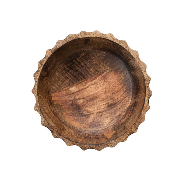Footed Fluted Wood Bowl