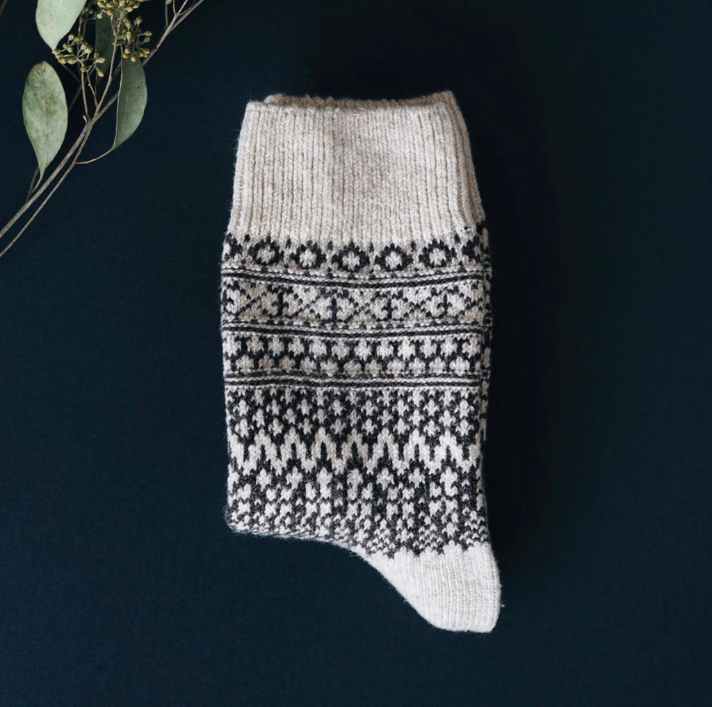 Wool Jacquard Socks - Oatmeal