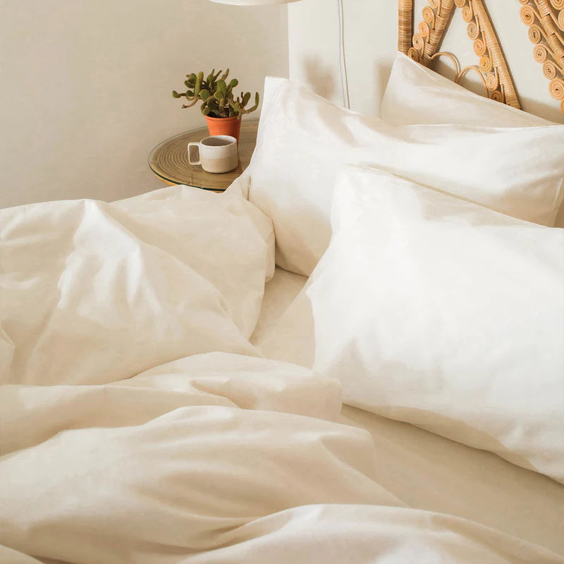 If Only Home Luxury Organic Duvet Cover - White Sand