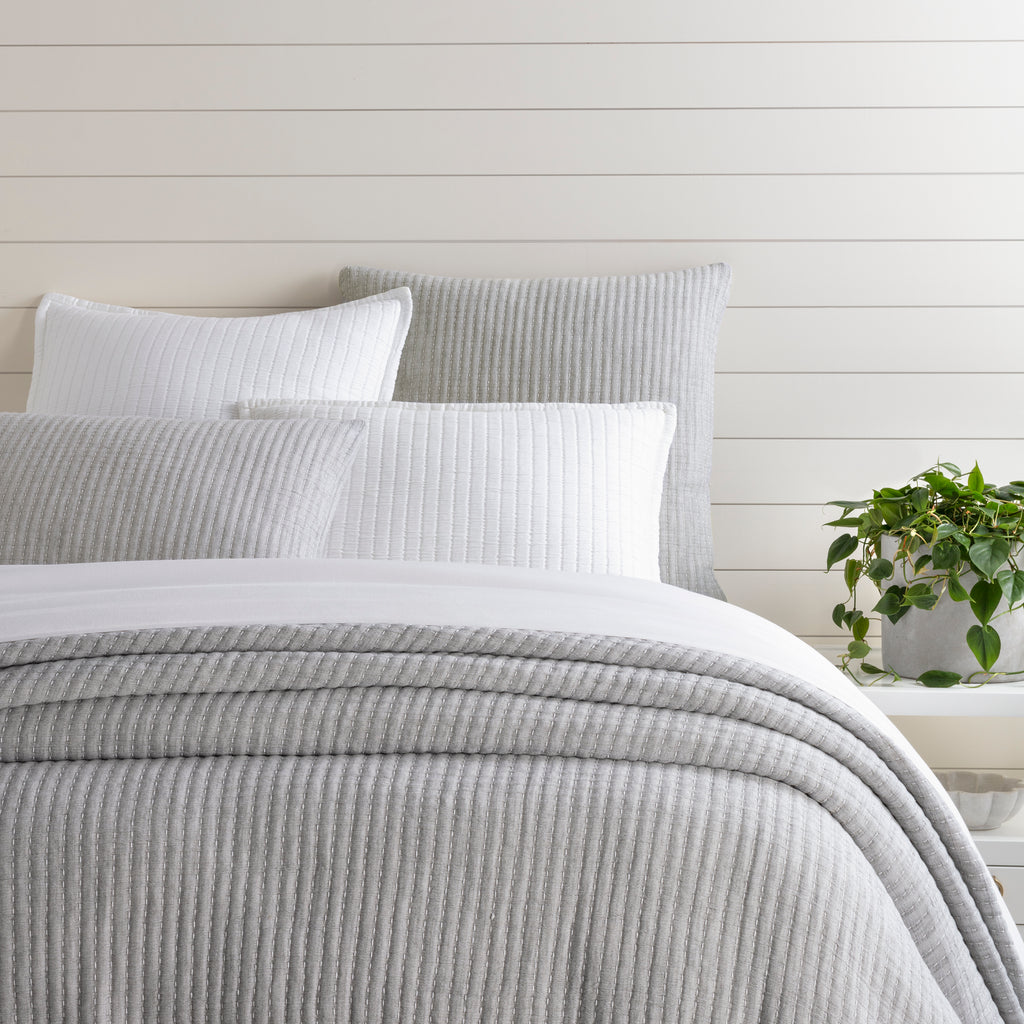 Pick Stitch Grey Matelassé Coverlet