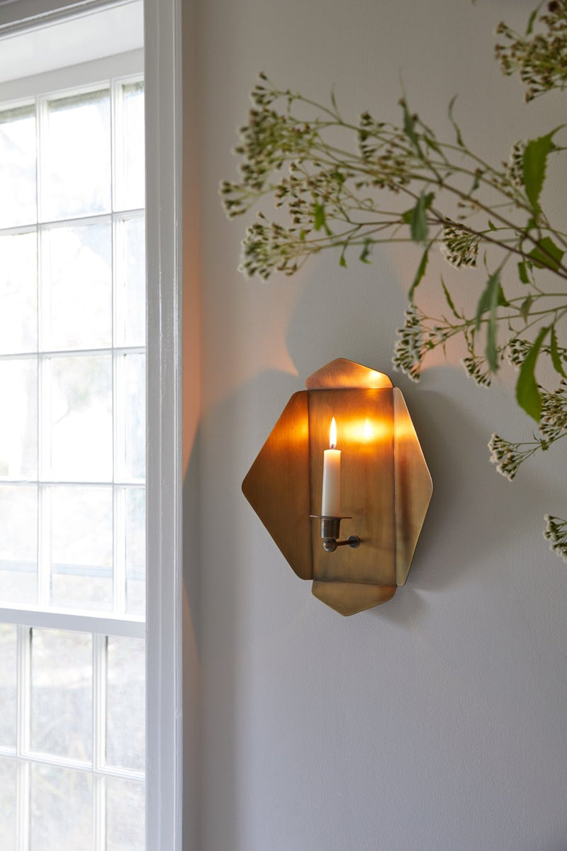 Ripple Brass Wall Sconce Taper Candle Holder