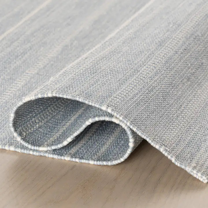 Dash & Albert - Skipper Stripe Swedish Blue Handwoven Indoor/Outdoor Rug