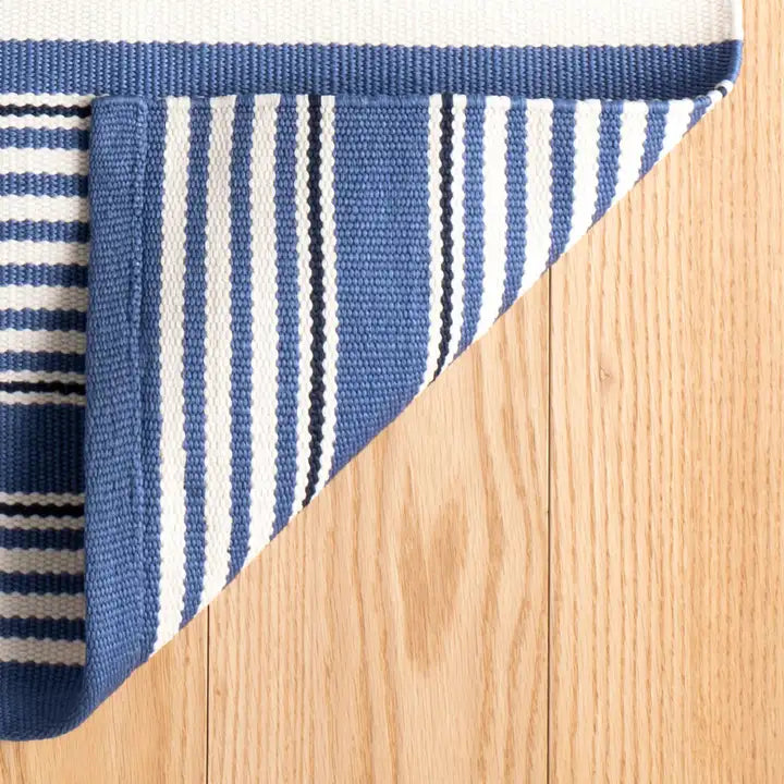 Dash & Albert - Rugby Stripe Denim Handwoven Indoor/Outdoor Rug