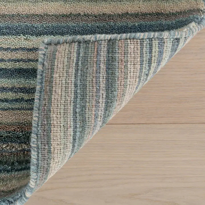 Dash & Albert - Brindle Stripe Blue Hand Loom Knotted Wool Rug