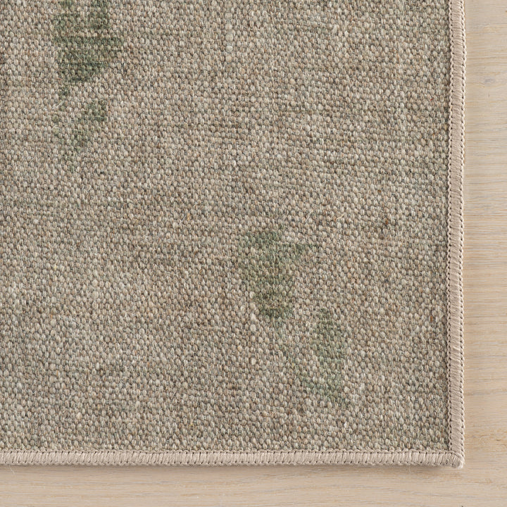 Dash & Albert - Flora Soft Floral Green Machine Washable Rug