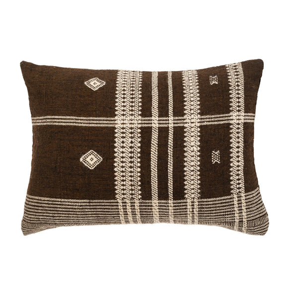 Handloom Wool Pillow - Dark Brown (Two Sizes Available)