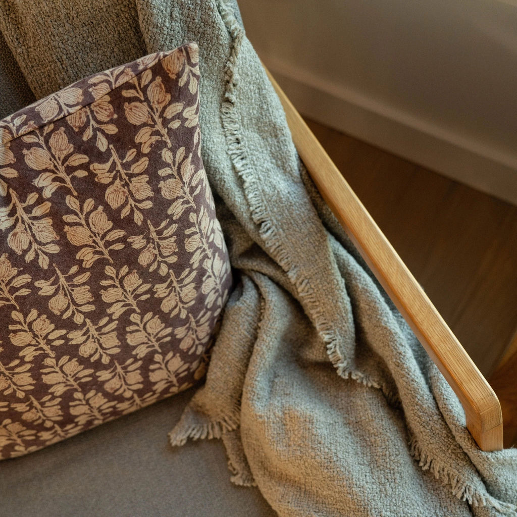 Arbor Block Print Pillow - Plum (20" x 20")