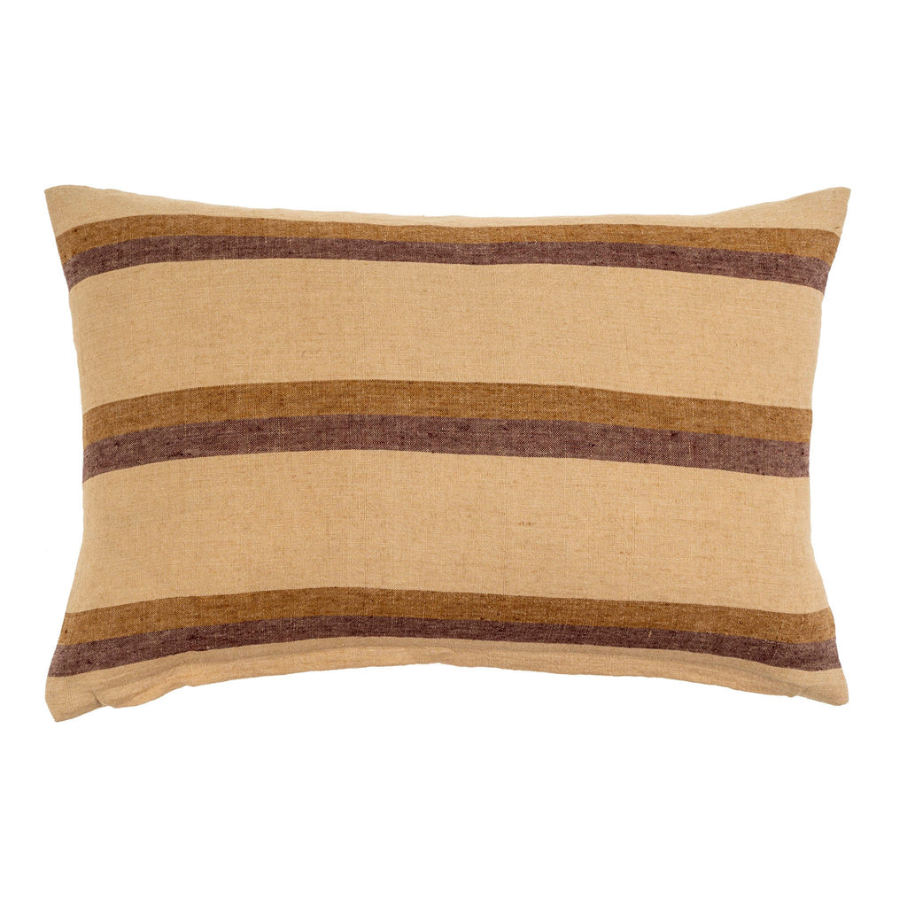 Striped Linen Lumbar Pillow - 16" x 24"