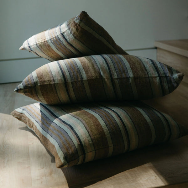 Striped Linen Lumbar Pillow - 14" x 31"