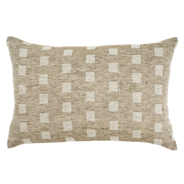 Check Linen Lumbar Pillow (16" x 24")