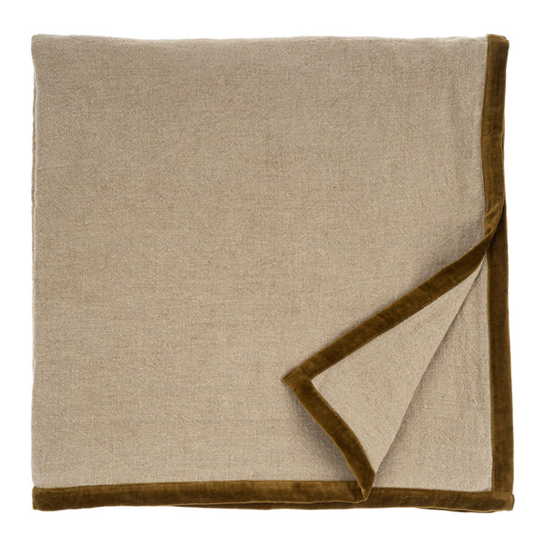 Velvet Trim Linen Bed Blanket