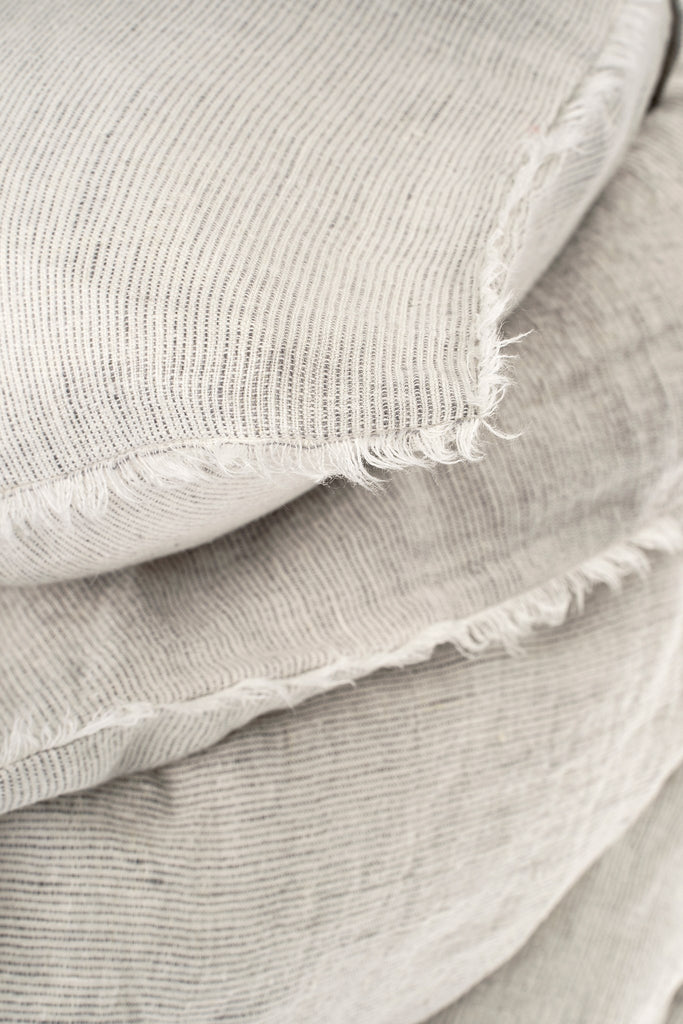 Lina Linen Duvet Cover Set - Grey Stripe (Two Sizes Available)