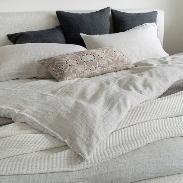 Lina Linen Duvet Cover Set - Grey Stripe (Two Sizes Available)