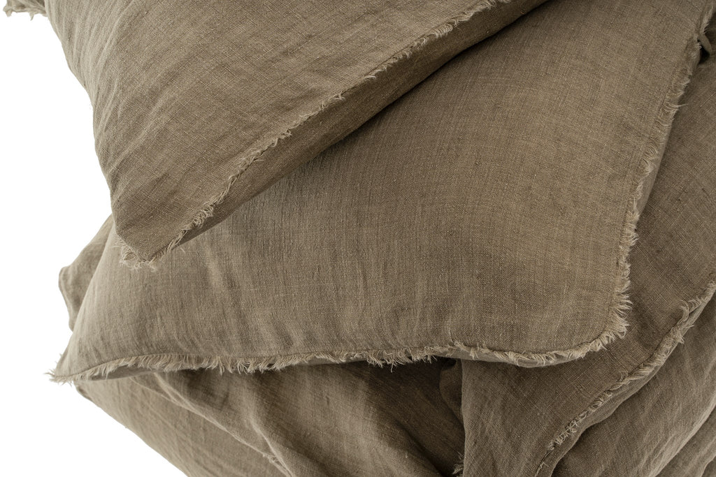 Lina Linen Duvet Cover Set - Mink (Two Sizes Available)