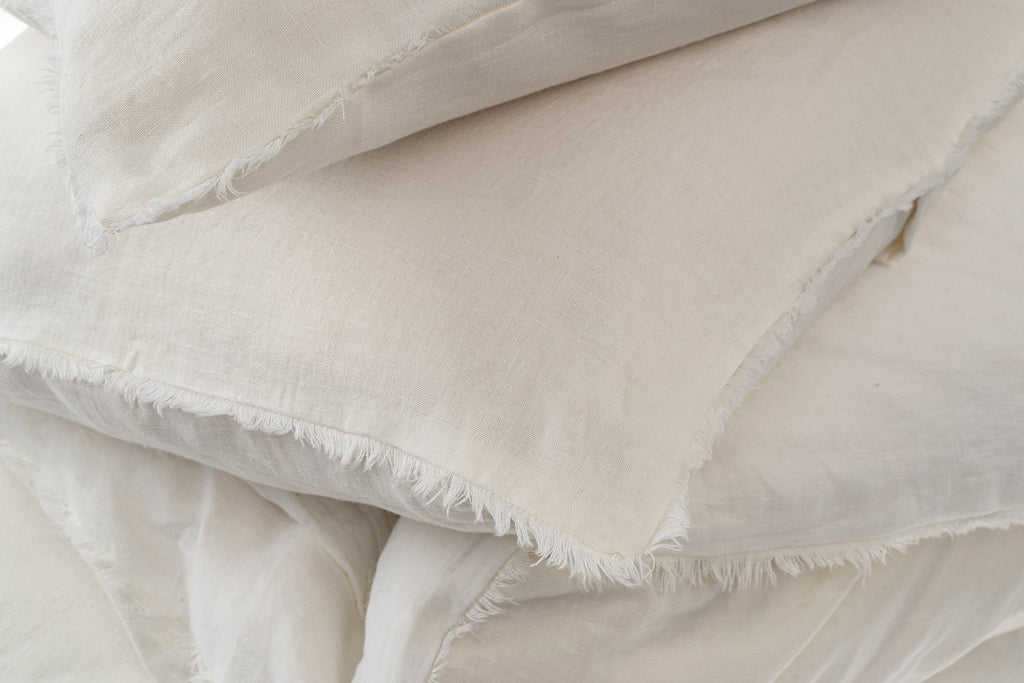 Lina Linen Duvet Cover Set - Ivory (Two Sizes Available)