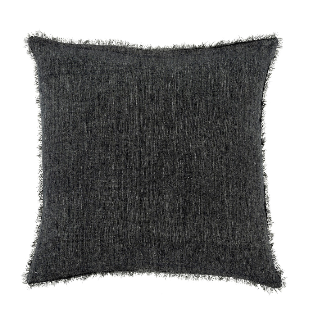 Lina Linen Pillow - Charcoal (20"x20")
