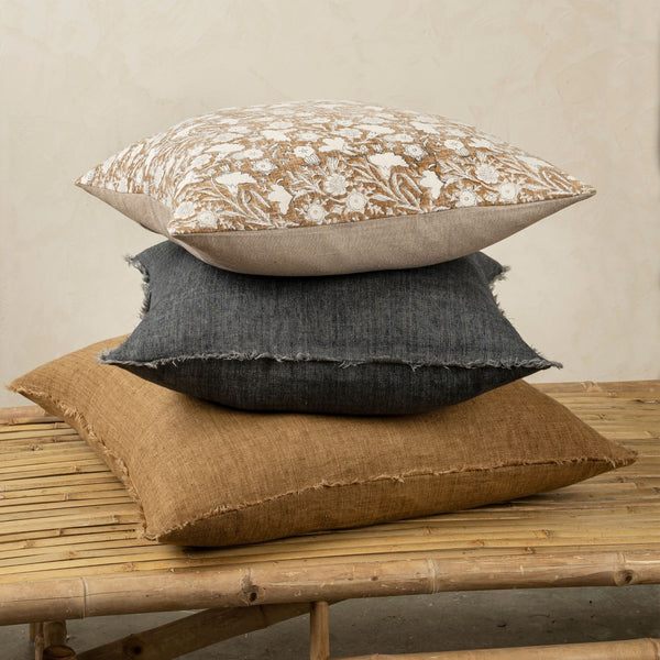 Lina Linen Pillow - Charcoal (Available in Two Sizes)